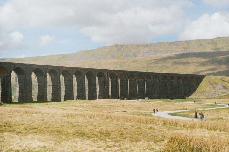 A film photo of Ribblehead Viaduct