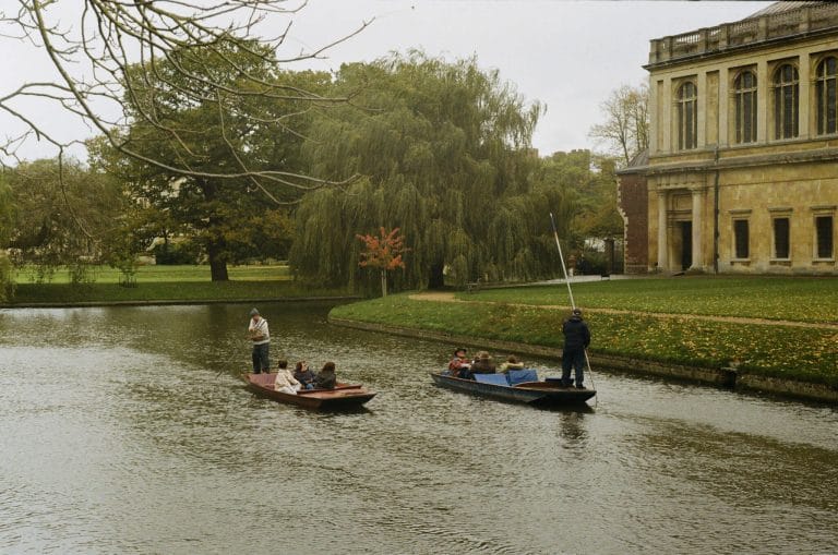A film photo of Cambridge punting